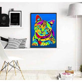 Paint by Numbers Cat in Rainbow Colors Animal Art